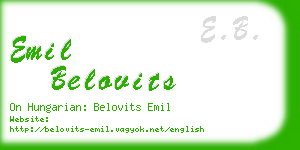 emil belovits business card